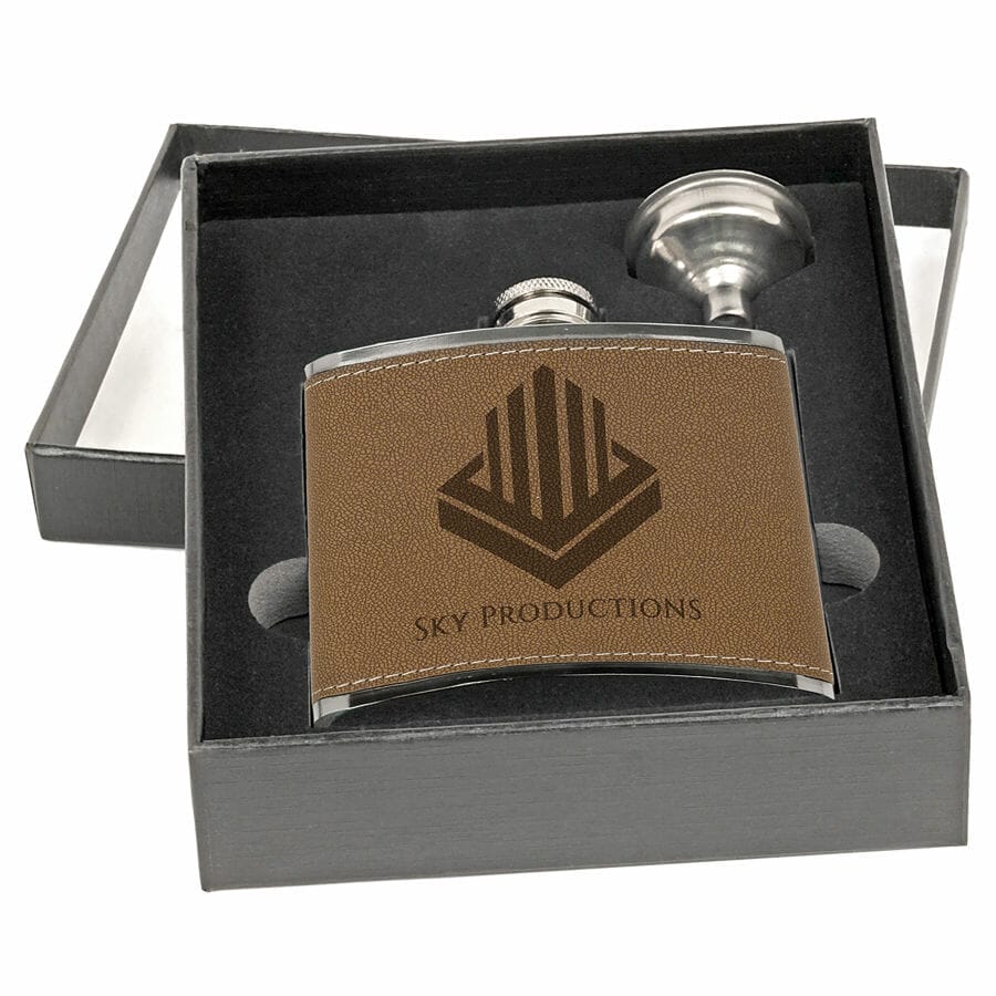 6 oz. Flask Set in Black Presentation Box