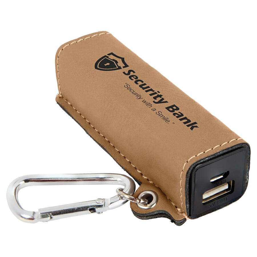 Laserable Leatherette 2200 mAh Power Bank with USB Cord