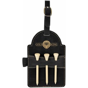 5" x 3 1/4" Laserable Leatherette Golf Bag Tag with 3 Wooden Tees