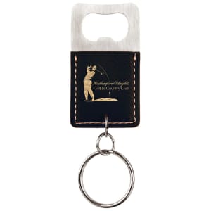 Rectangle Laserable Leatherette Bottle Opener Keychain