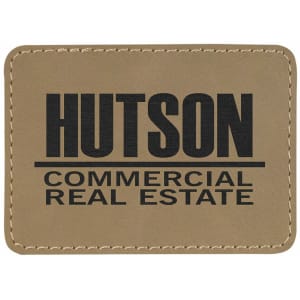 3 1/2" x 2 1/2" Rectangle Laserable Leatherette Patch with Adhesive