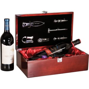 Rosewood Piano Finish Double Bottle Wine Box with Tools